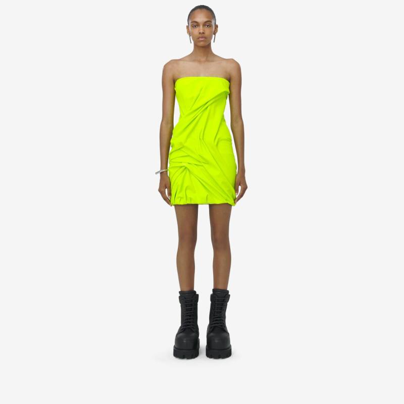 Alexander McQueen Women's Yellow Draped Mini Dress - 6 (Polyamide & Elastan)